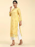 Fizaa Chikankari Long Kurta in Chanderi Silk for Women - Yellow